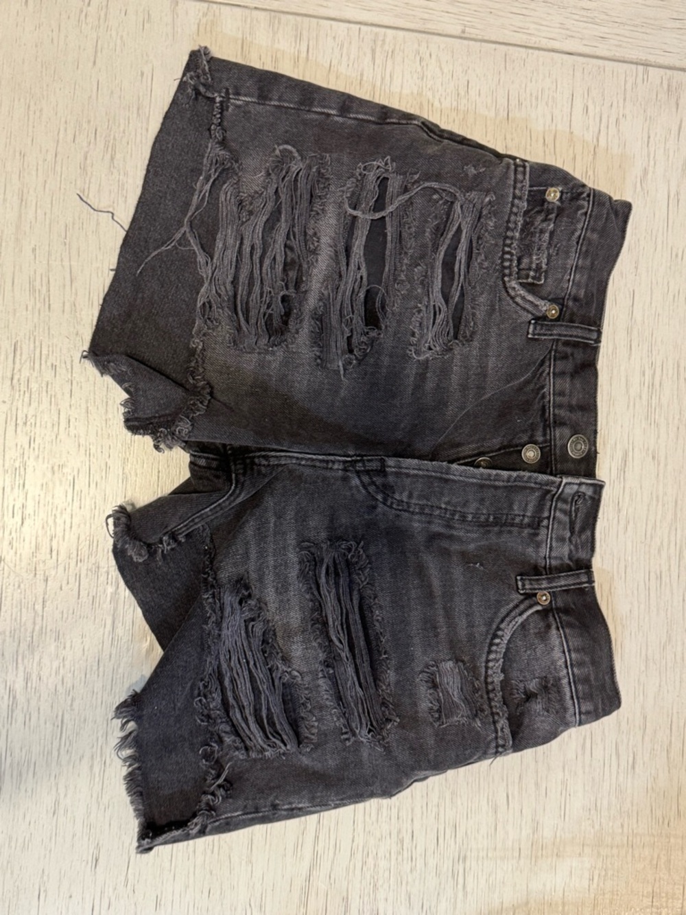 We The Free Charcoal Black High-Waist Denim Shorts